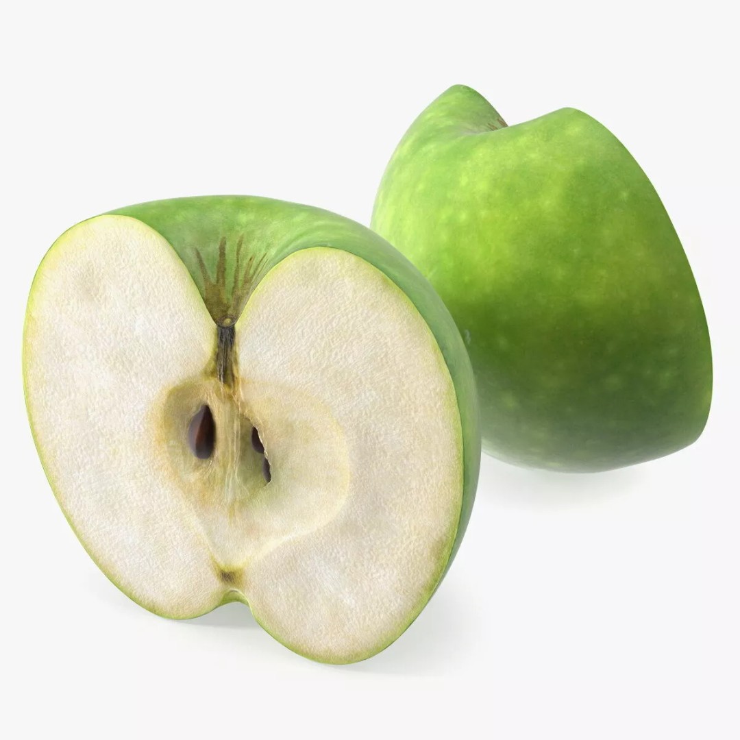 Realistic Sliced Green Apple 3D Model – High Poly PBR Asset, FBX - View 10