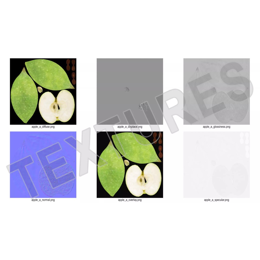Realistic Sliced Green Apple 3D Model – High Poly PBR Asset, FBX - View 14