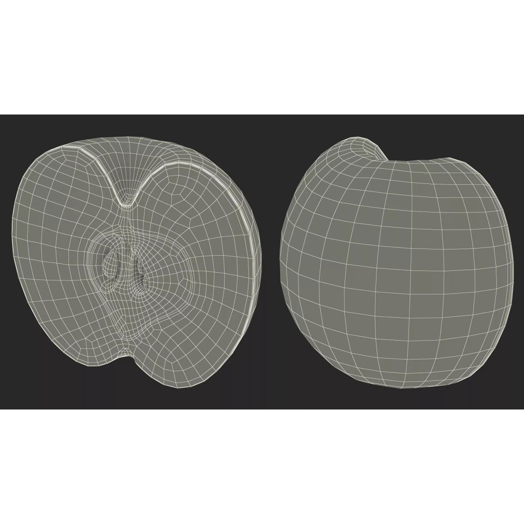 Realistic Sliced Green Apple 3D Model – High Poly PBR Asset, FBX - View 16