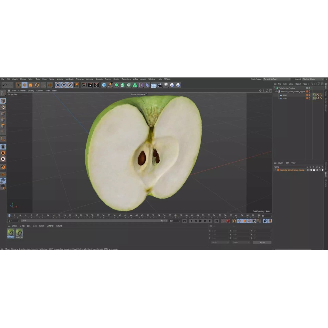 Realistic Sliced Green Apple 3D Model – High Poly PBR Asset, FBX - View 21