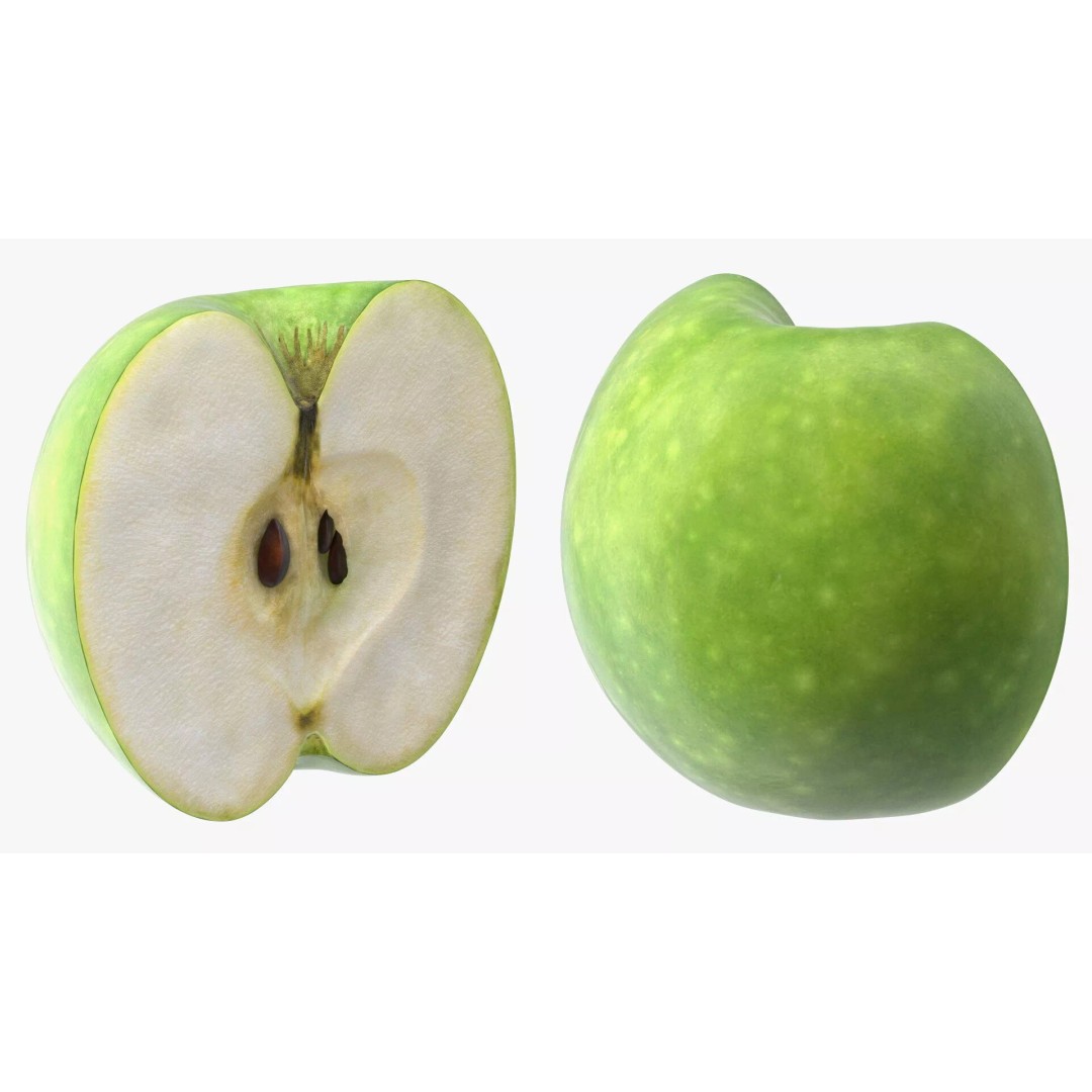 Realistic Sliced Green Apple 3D Model – High Poly PBR Asset, FBX - View 7