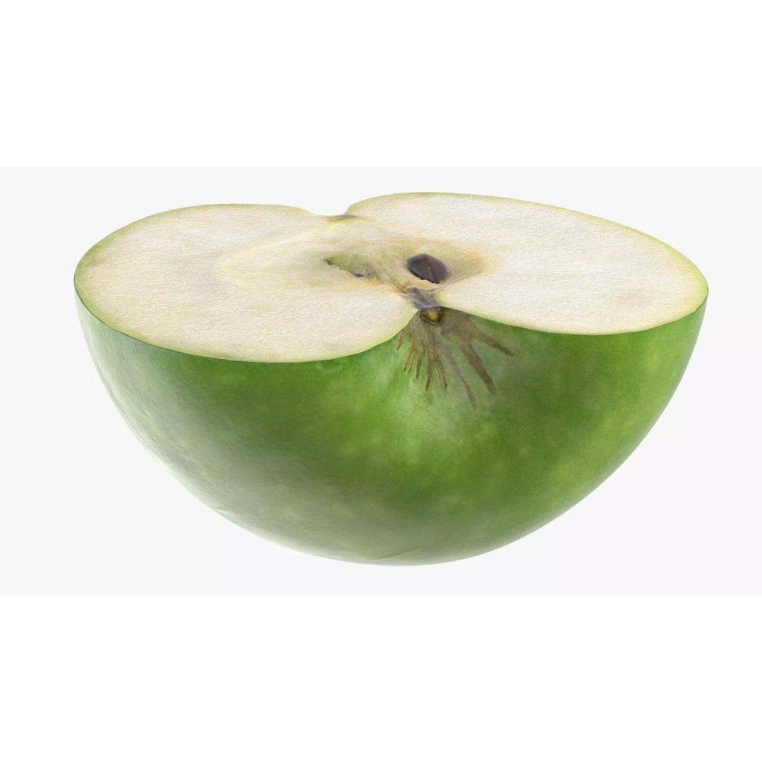 Realistic Sliced Green Apple 3D Model – High Poly PBR Asset, FBX - View 9