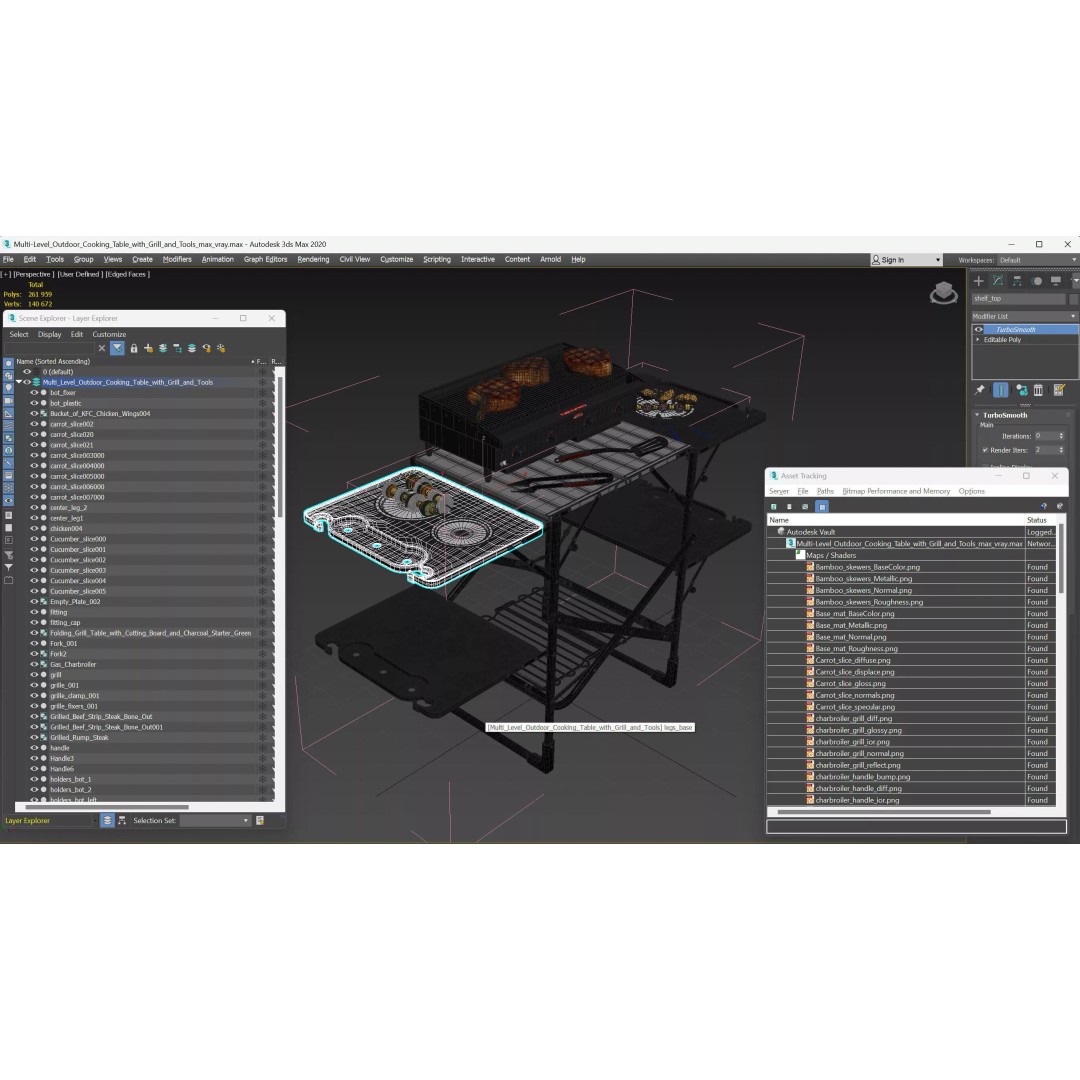 Multi-Level Outdoor Cooking Table 3D Model – PBR BBQ Station, FBX - View 23