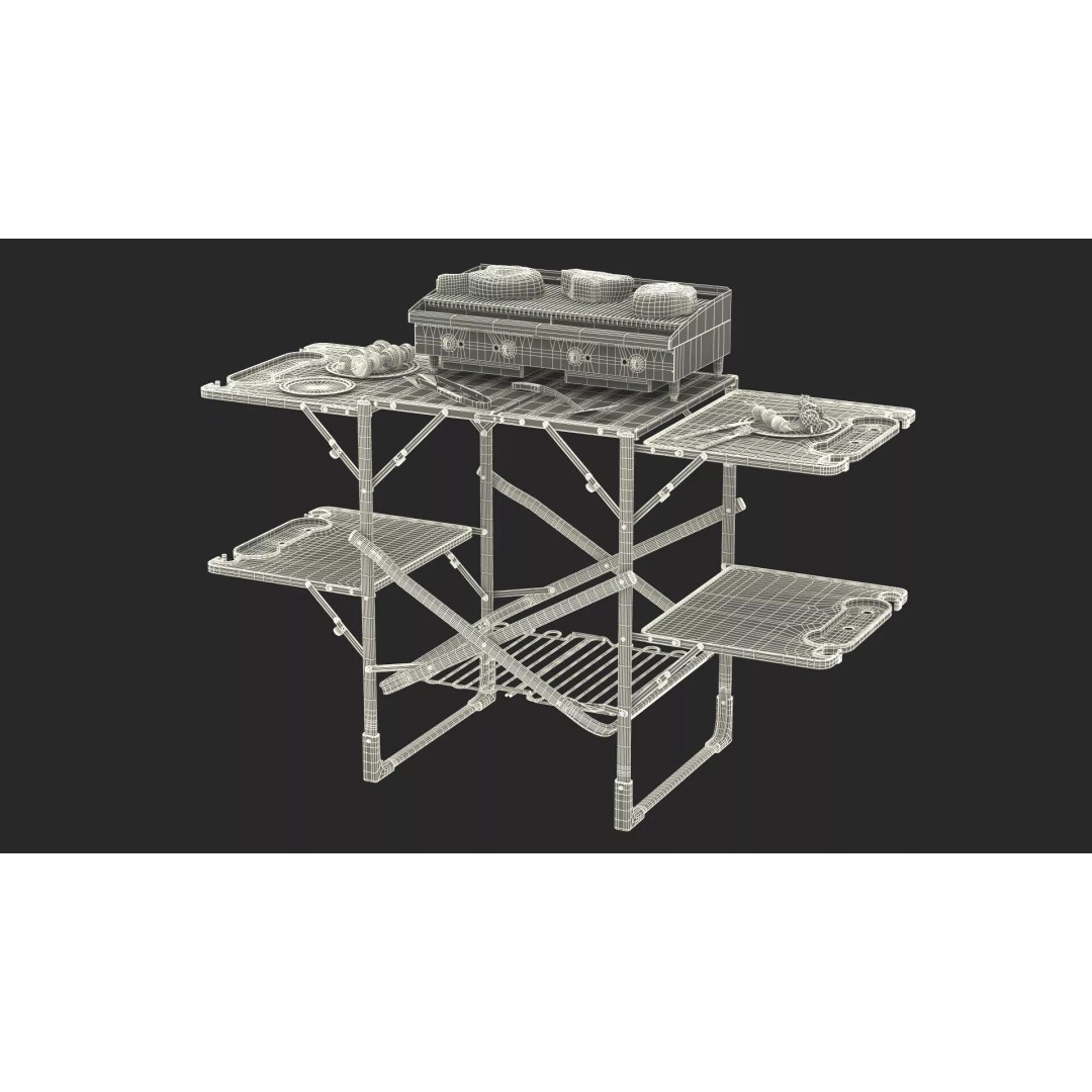 Multi-Level Outdoor Cooking Table 3D Model – PBR BBQ Station, FBX - View 24