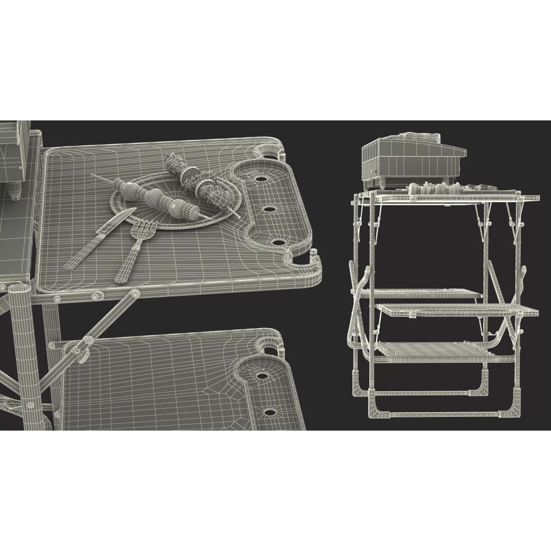 Multi-Level Outdoor Cooking Table 3D Model – PBR BBQ Station, FBX - View 25