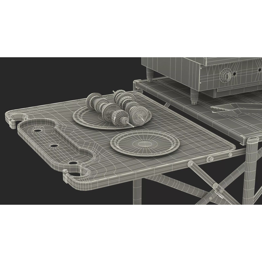 Multi-Level Outdoor Cooking Table 3D Model – PBR BBQ Station, FBX - View 26