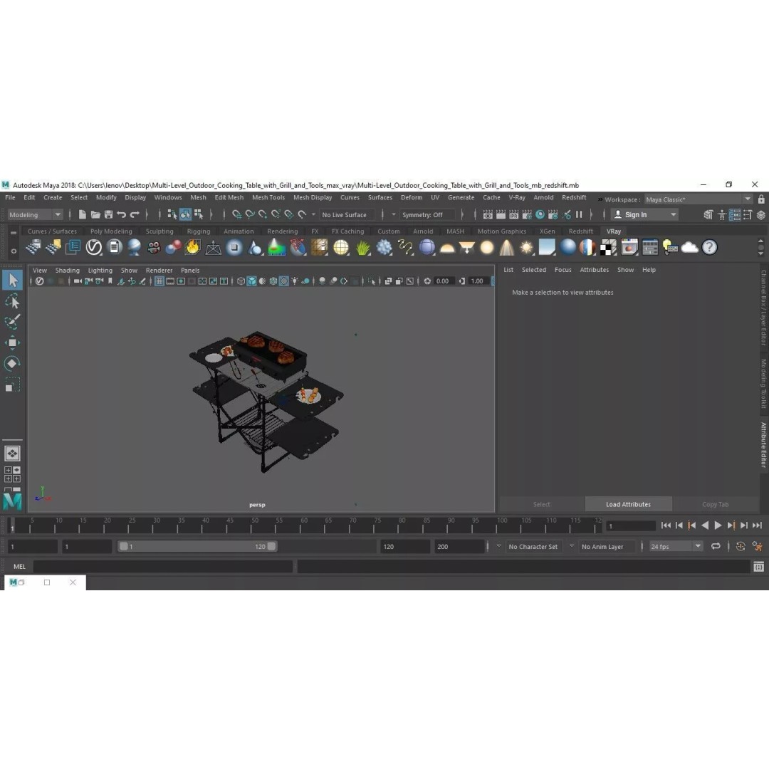 Multi-Level Outdoor Cooking Table 3D Model – PBR BBQ Station, FBX - View 34