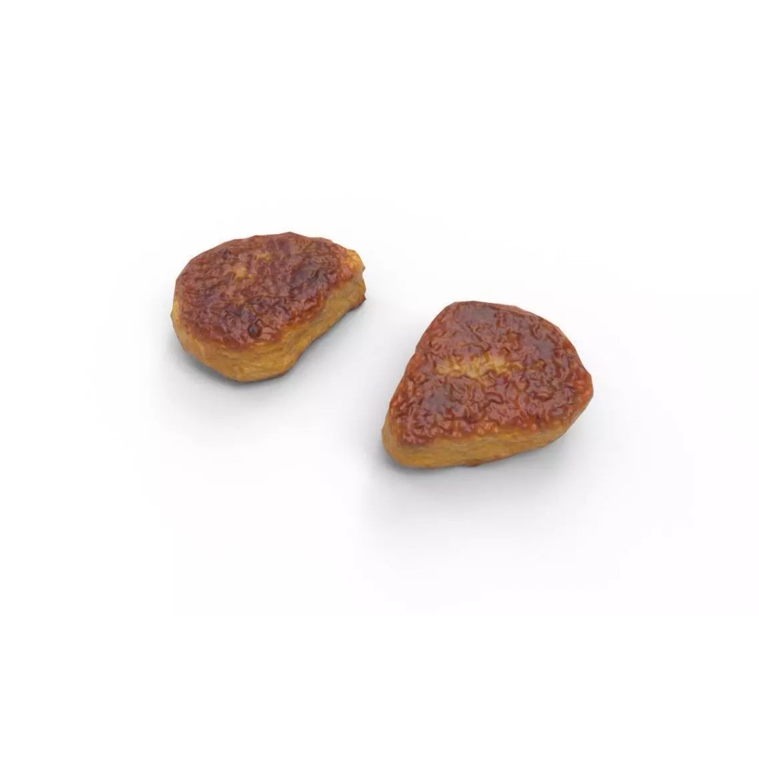 Chicken Nugget 3D Model – Low Poly Game Asset, FBX, PBR Textures - View 2