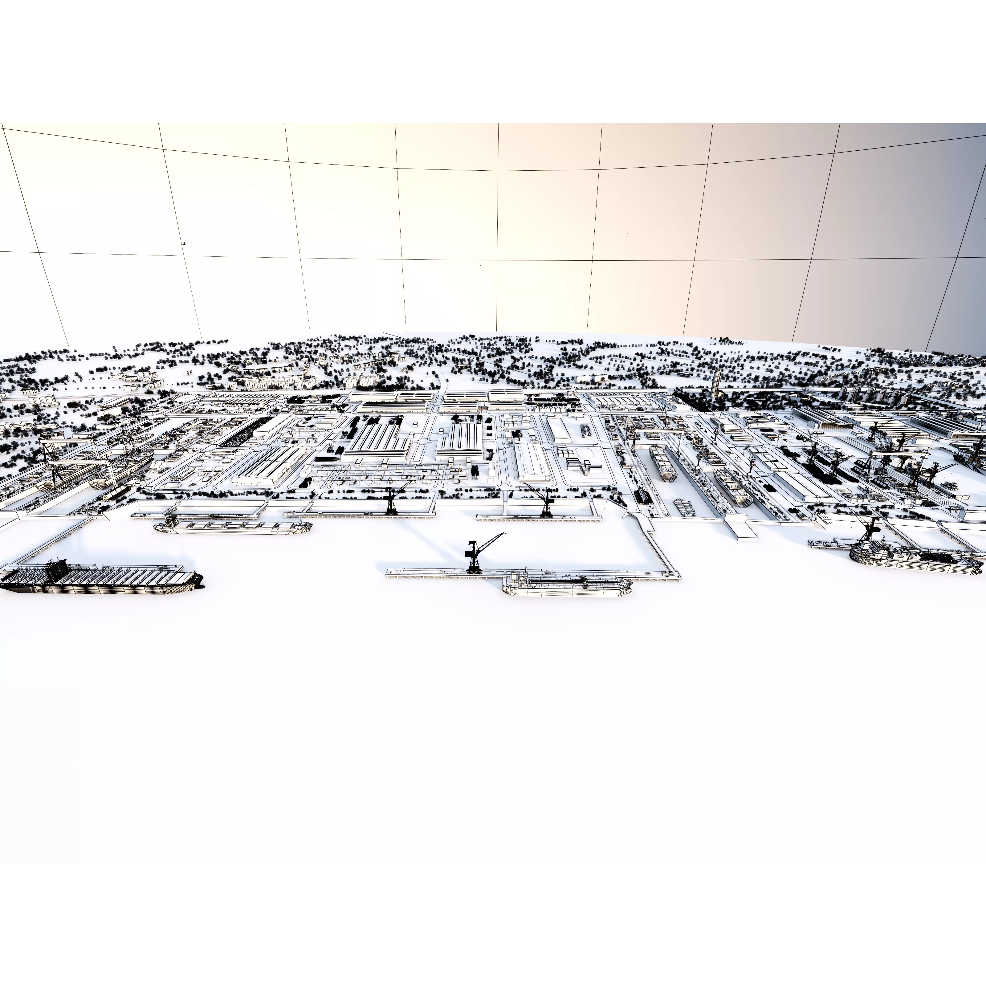 Shipyard Harbor - Low-Poly Game-Ready 3D Model - View 10