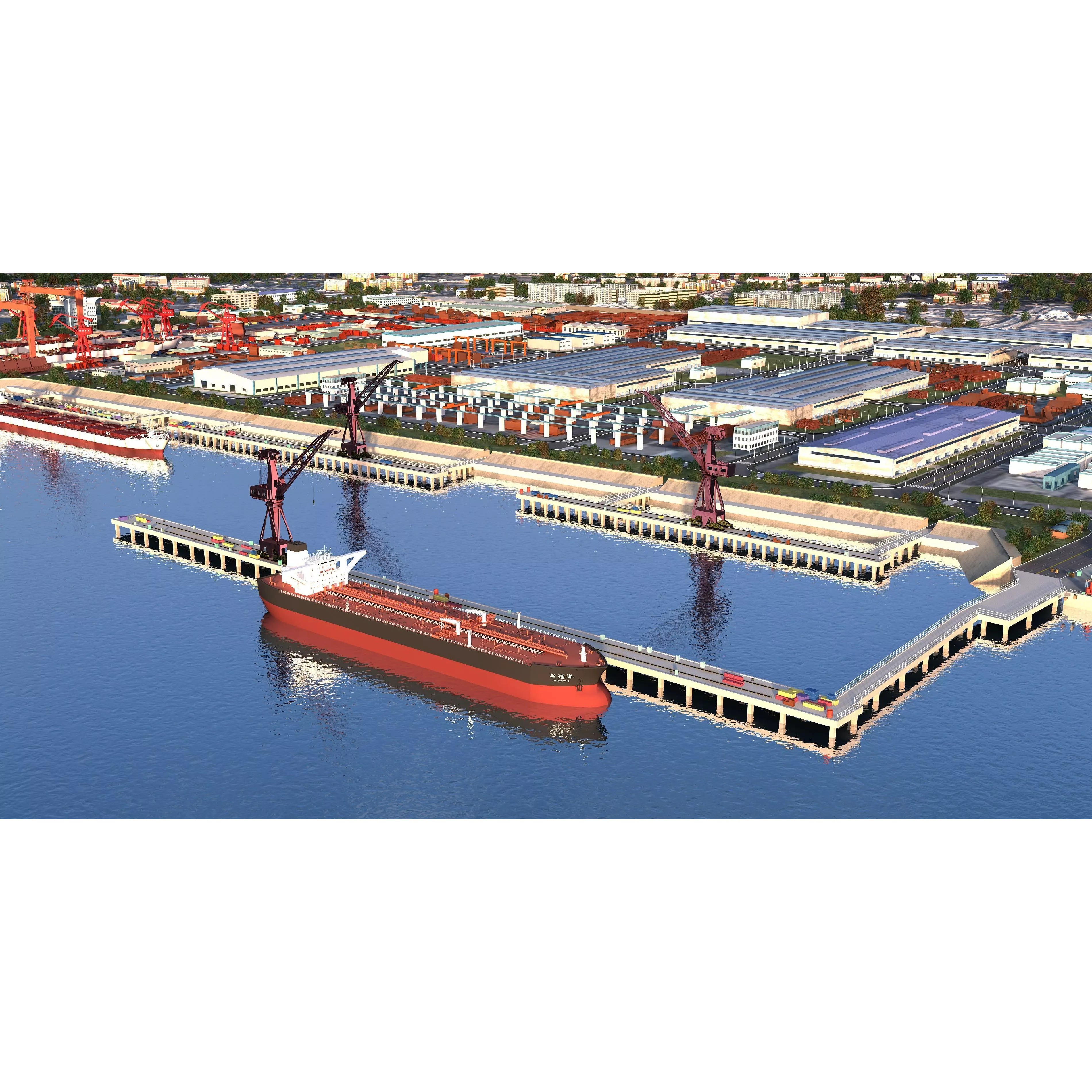 Shipyard Harbor - Low-Poly Game-Ready 3D Model - View 5