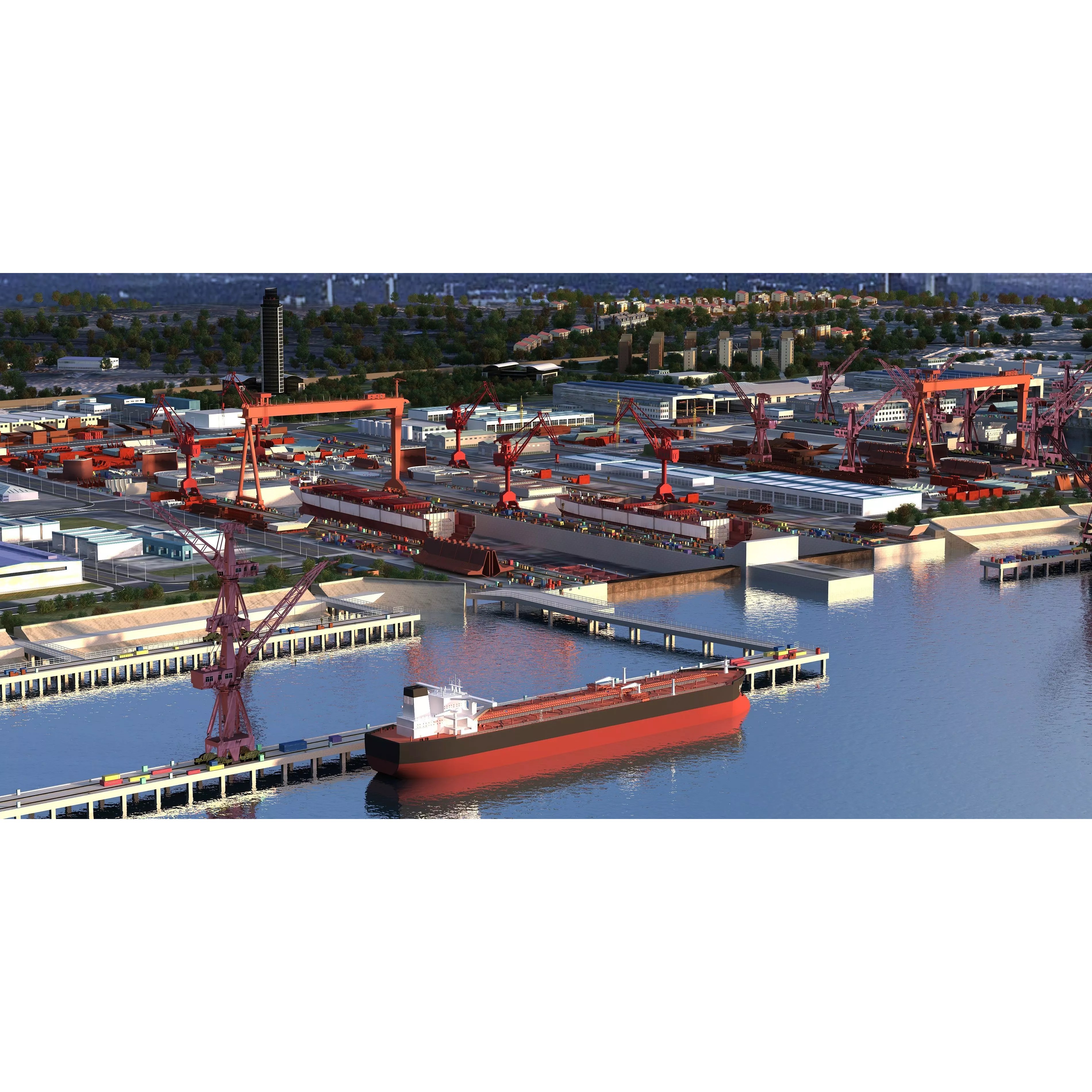 Shipyard Harbor - Low-Poly Game-Ready 3D Model - View 6