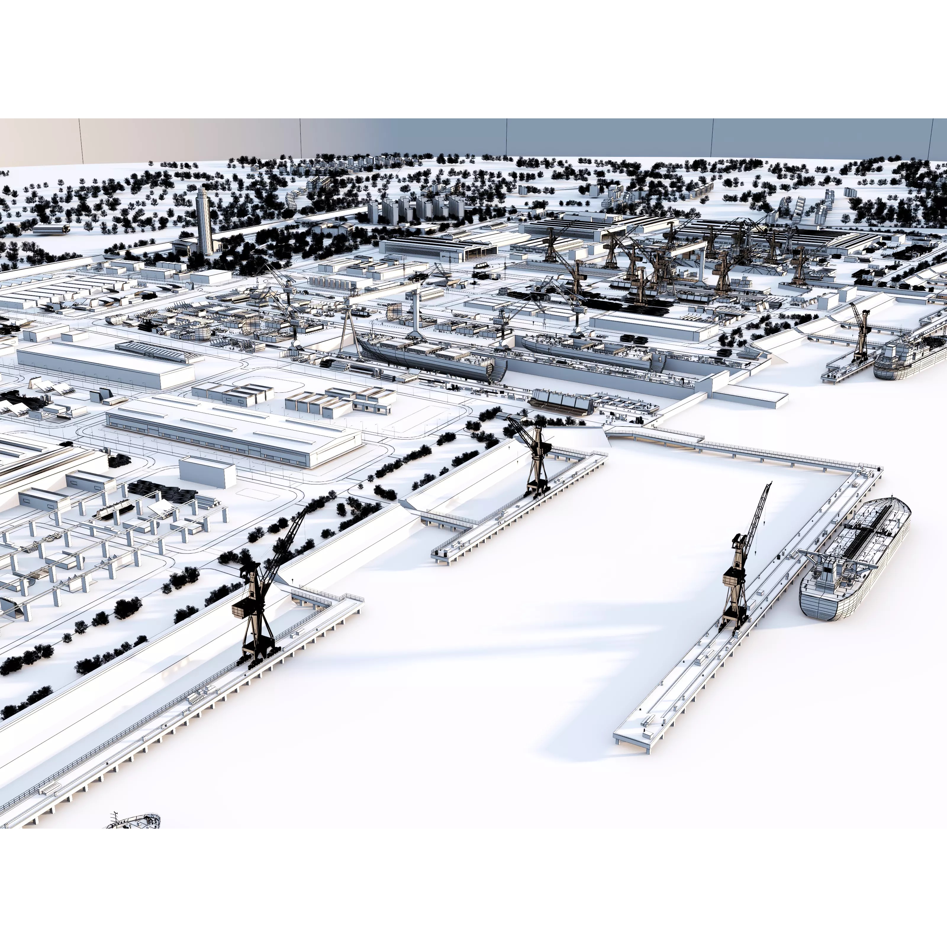 Shipyard Harbor - Low-Poly Game-Ready 3D Model - View 7