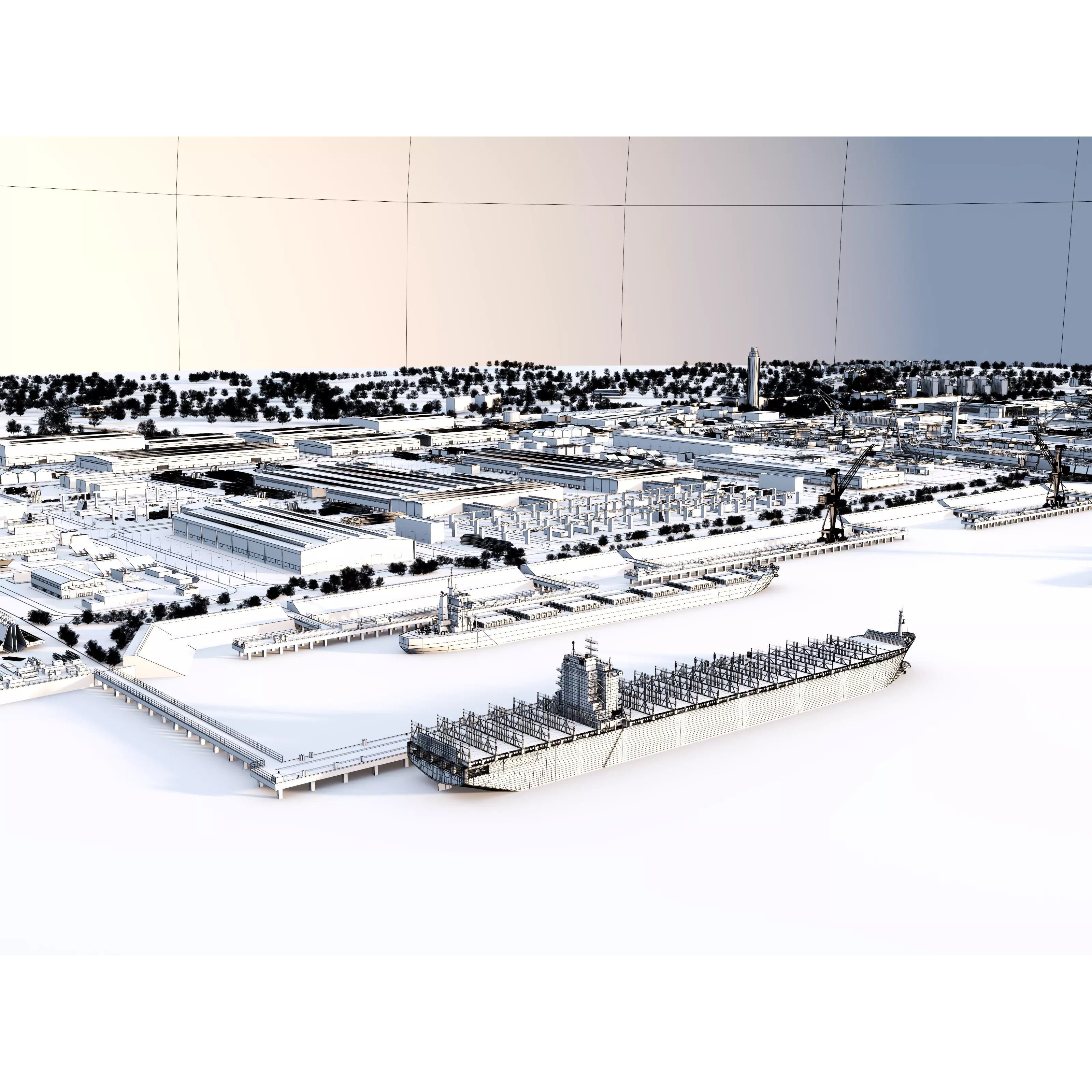 Shipyard Harbor - Low-Poly Game-Ready 3D Model - View 8