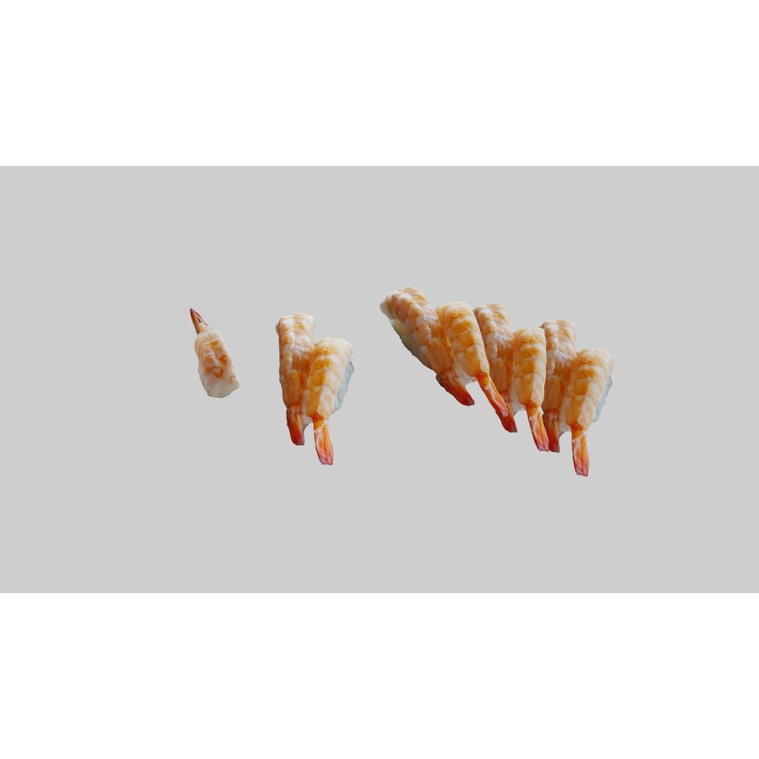 Sushi Delight 3D Model – Low Poly PBR Shrimp Nigiri, FBX - View 10