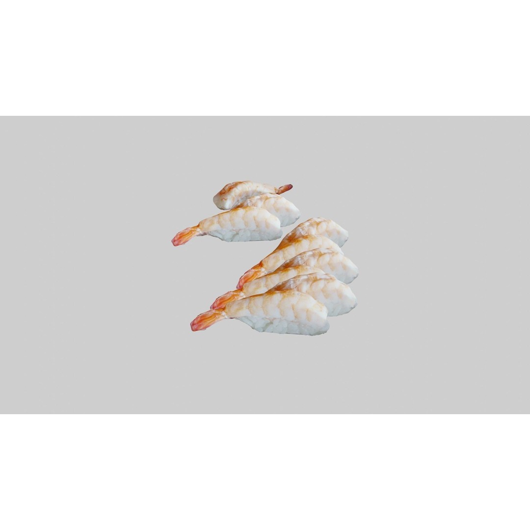 Sushi Delight 3D Model – Low Poly PBR Shrimp Nigiri, FBX - View 11