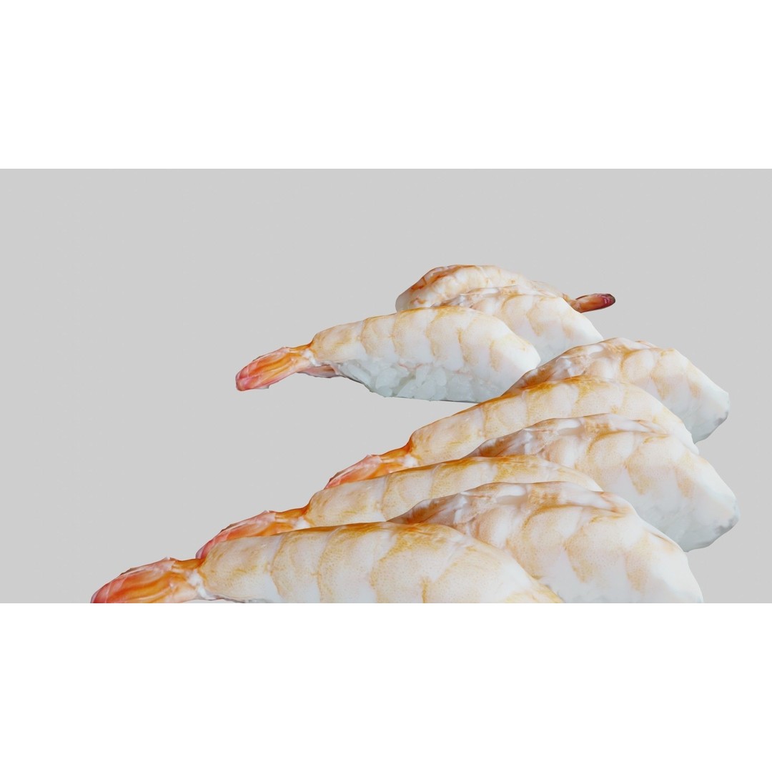 Sushi Delight 3D Model – Low Poly PBR Shrimp Nigiri, FBX - View 19