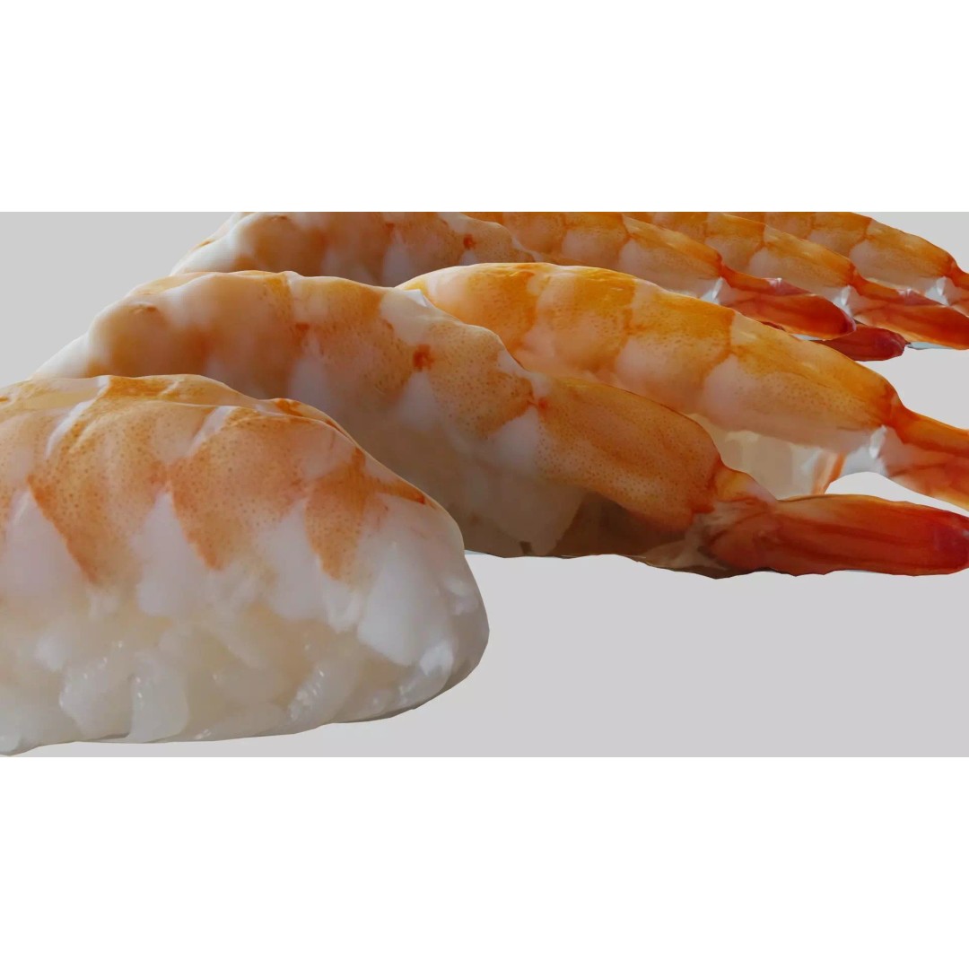 Sushi Delight 3D Model – Low Poly PBR Shrimp Nigiri, FBX - View 2
