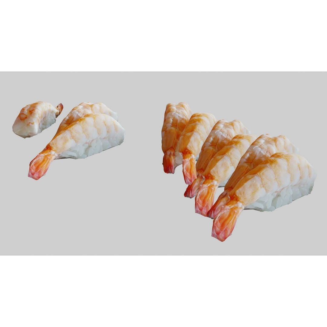 Sushi Delight 3D Model – Low Poly PBR Shrimp Nigiri, FBX - View 20