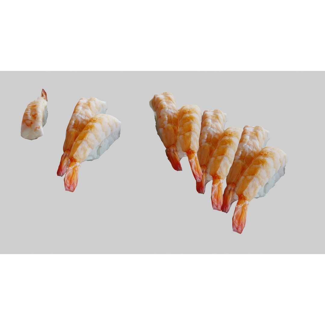 Sushi Delight 3D Model – Low Poly PBR Shrimp Nigiri, FBX - View 21