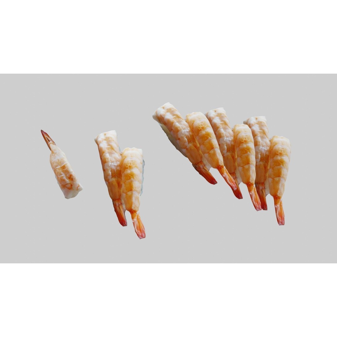 Sushi Delight 3D Model – Low Poly PBR Shrimp Nigiri, FBX - View 22