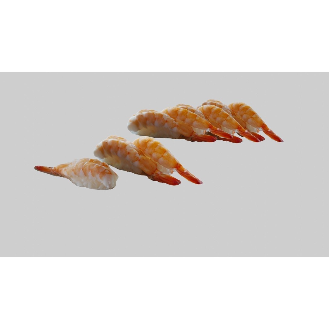 Sushi Delight 3D Model – Low Poly PBR Shrimp Nigiri, FBX - View 23
