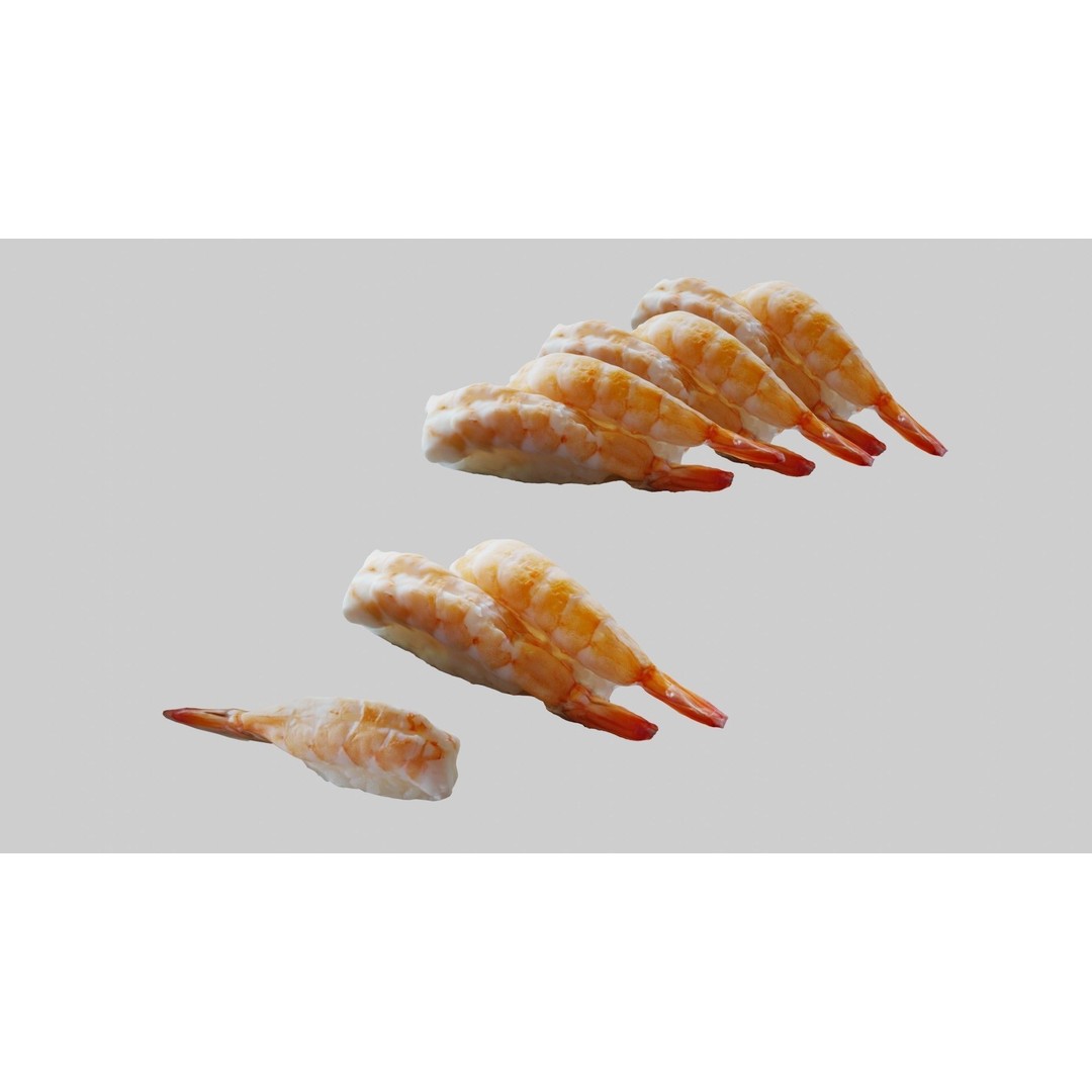 Sushi Delight 3D Model – Low Poly PBR Shrimp Nigiri, FBX - View 24