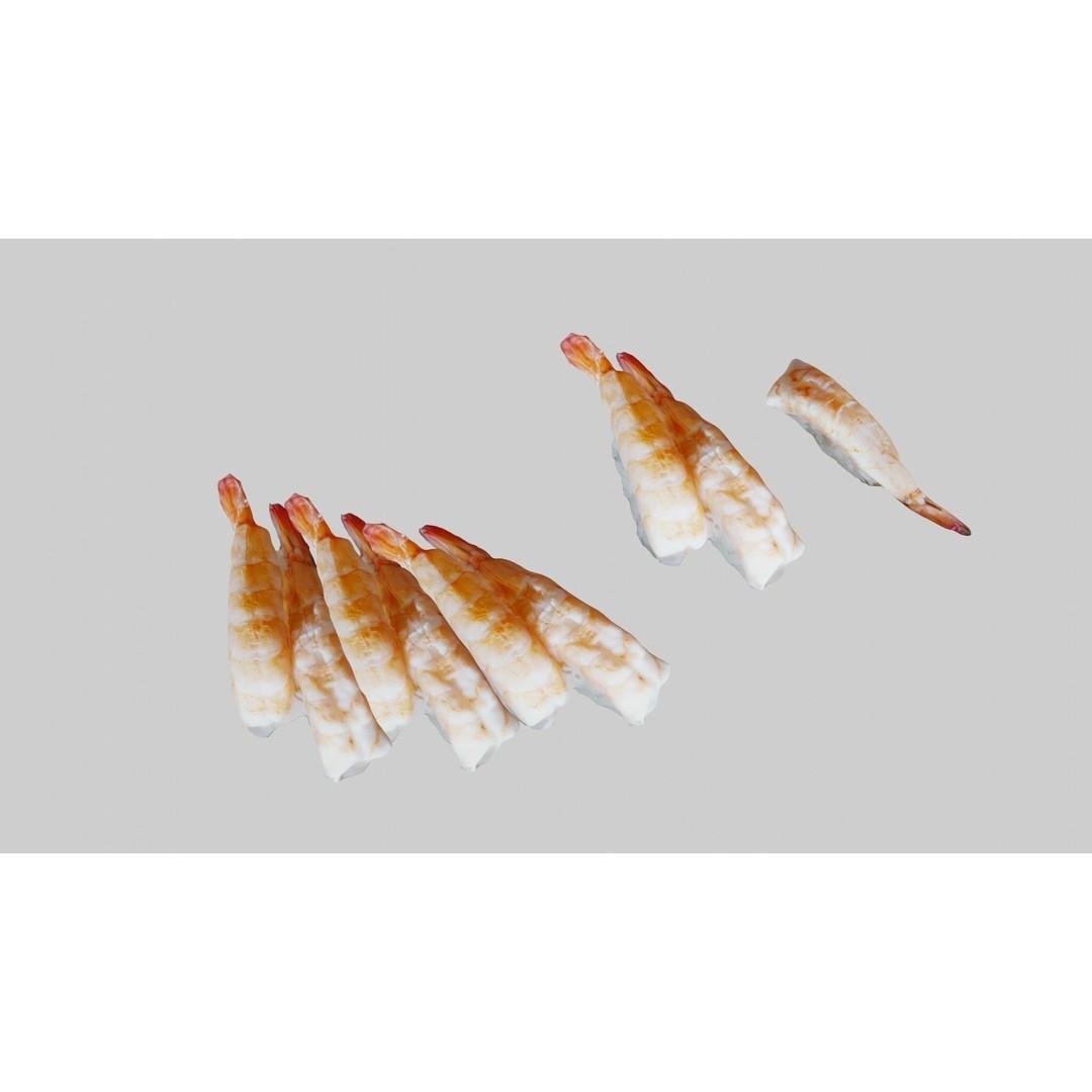 Sushi Delight 3D Model – Low Poly PBR Shrimp Nigiri, FBX - View 32