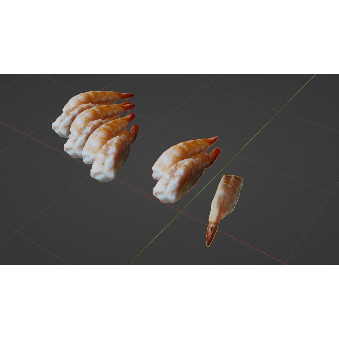 Sushi Delight 3D Model – Low Poly PBR Shrimp Nigiri, FBX - View 34
