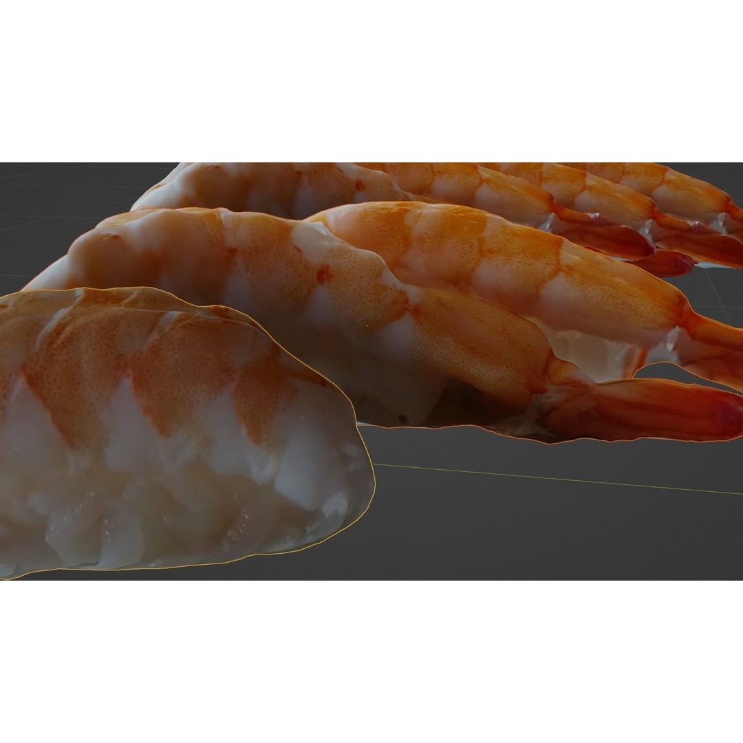 Sushi Delight 3D Model – Low Poly PBR Shrimp Nigiri, FBX - View 35