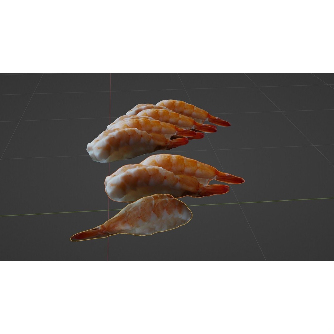 Sushi Delight 3D Model – Low Poly PBR Shrimp Nigiri, FBX - View 36