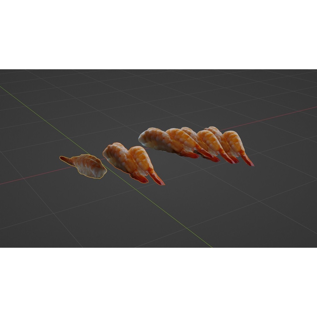 Sushi Delight 3D Model – Low Poly PBR Shrimp Nigiri, FBX - View 38