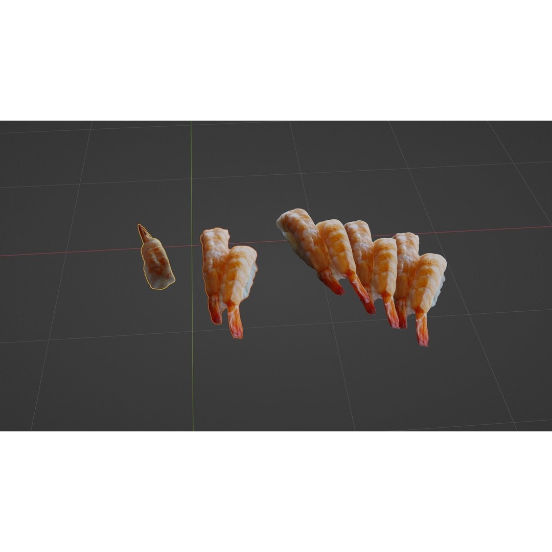 Sushi Delight 3D Model – Low Poly PBR Shrimp Nigiri, FBX - View 39
