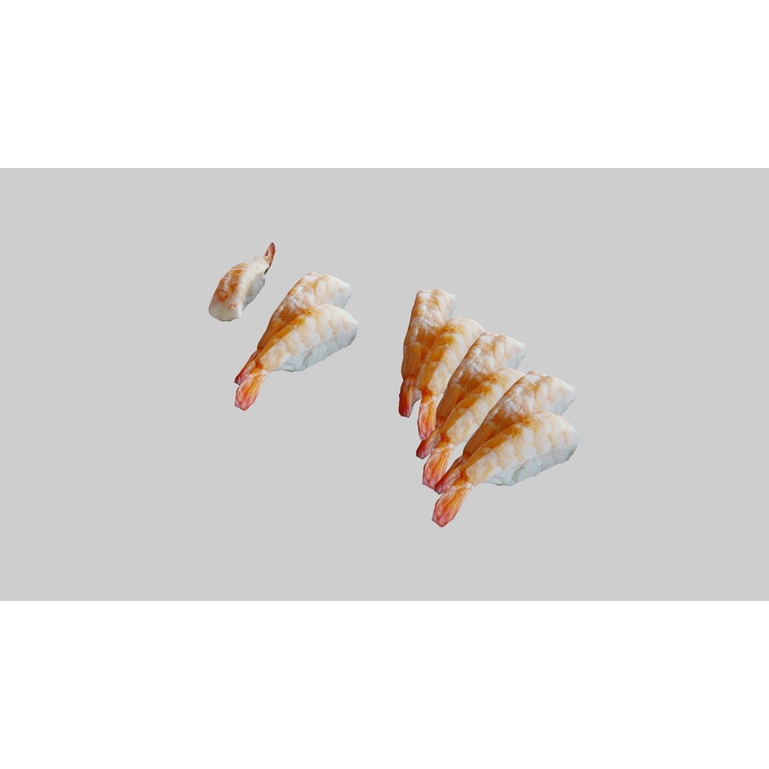 Sushi Delight 3D Model – Low Poly PBR Shrimp Nigiri, FBX - View 4