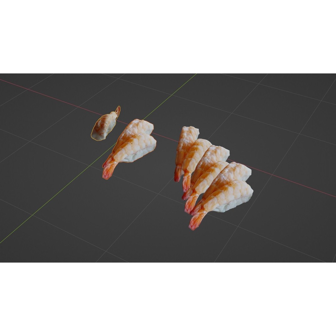 Sushi Delight 3D Model – Low Poly PBR Shrimp Nigiri, FBX - View 40