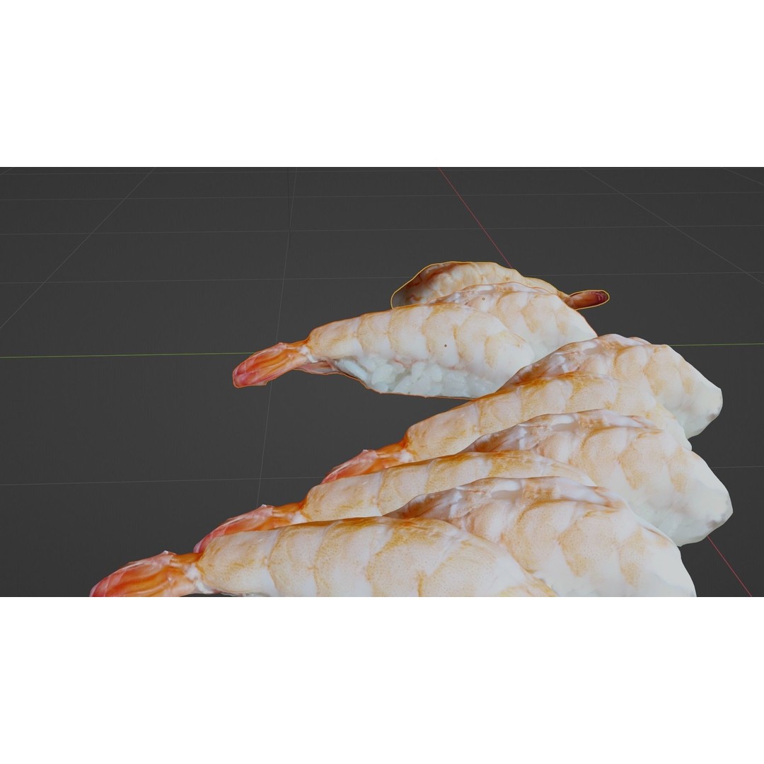 Sushi Delight 3D Model – Low Poly PBR Shrimp Nigiri, FBX - View 50