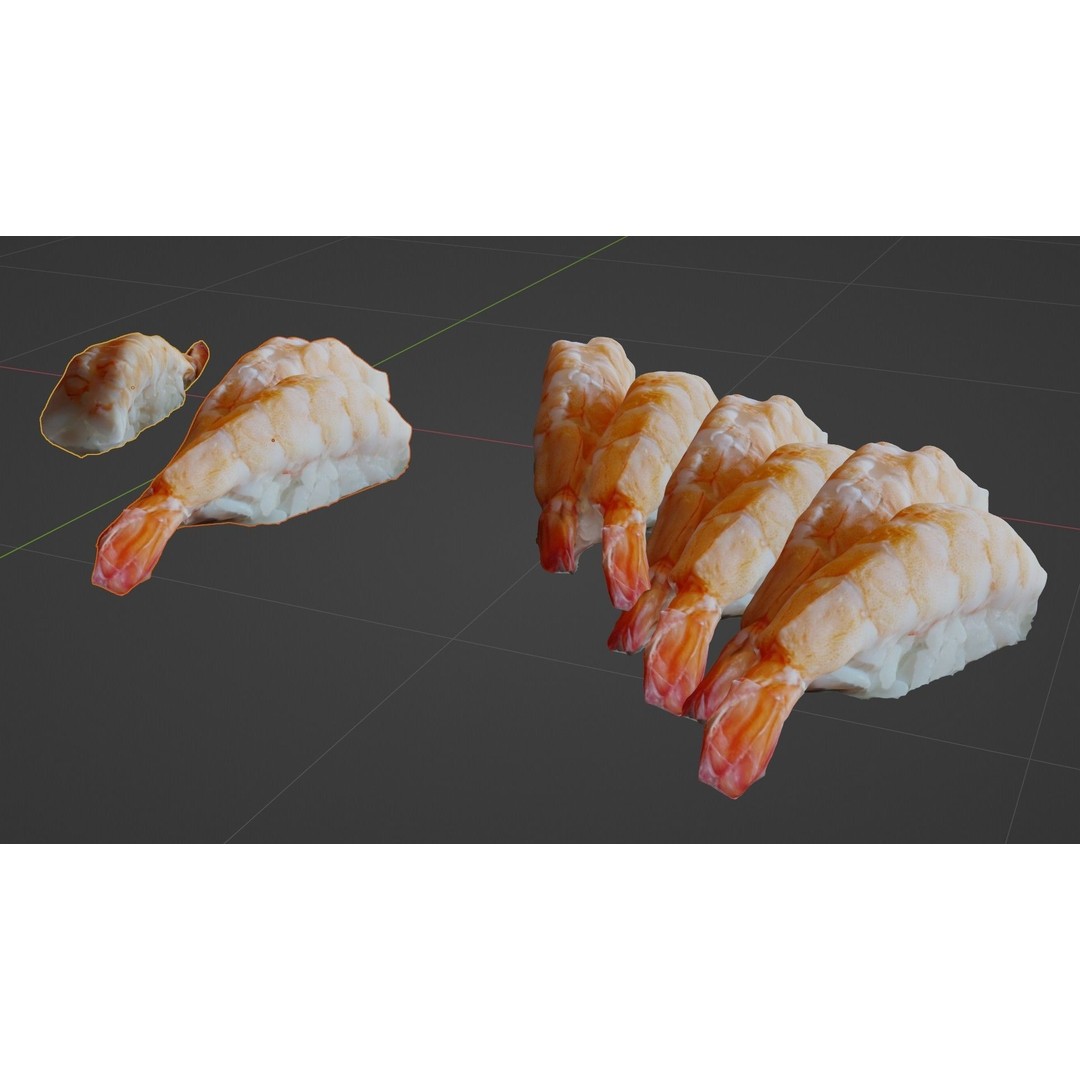 Sushi Delight 3D Model – Low Poly PBR Shrimp Nigiri, FBX - View 51