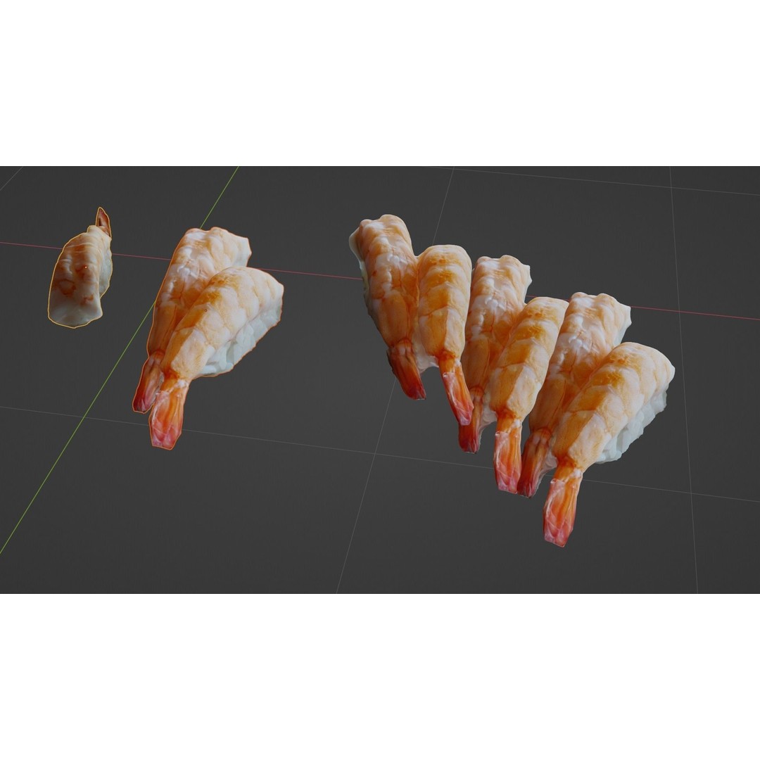 Sushi Delight 3D Model – Low Poly PBR Shrimp Nigiri, FBX - View 52
