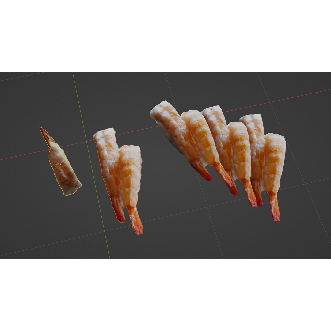 Sushi Delight 3D Model – Low Poly PBR Shrimp Nigiri, FBX - View 53