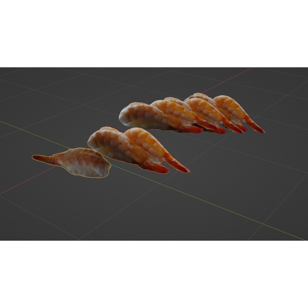 Sushi Delight 3D Model – Low Poly PBR Shrimp Nigiri, FBX - View 54