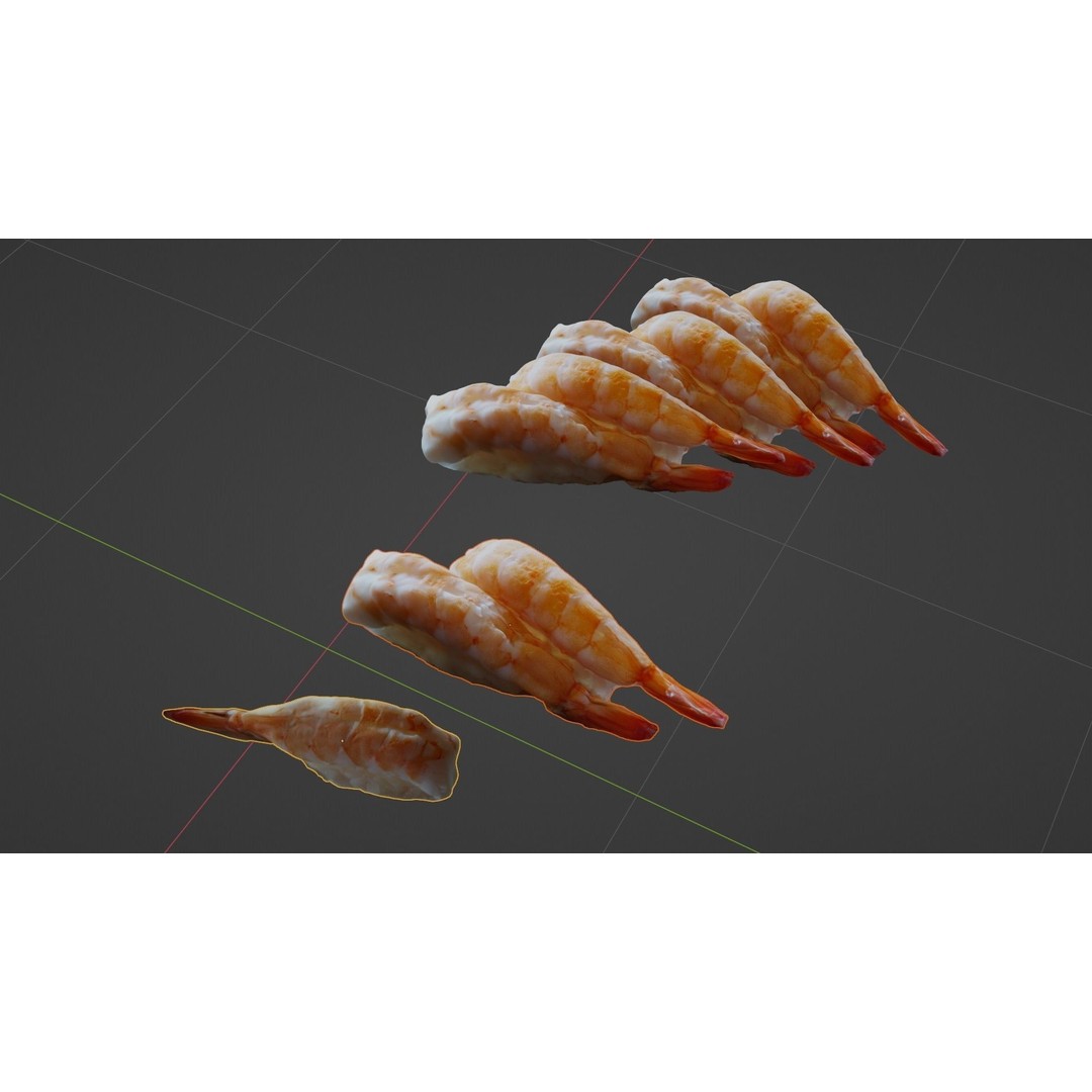 Sushi Delight 3D Model – Low Poly PBR Shrimp Nigiri, FBX - View 55
