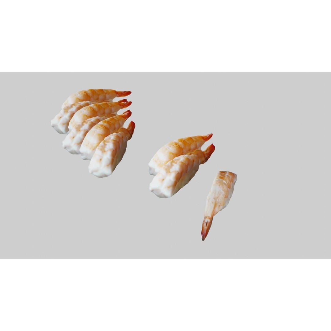 Sushi Delight 3D Model – Low Poly PBR Shrimp Nigiri, FBX - View 6
