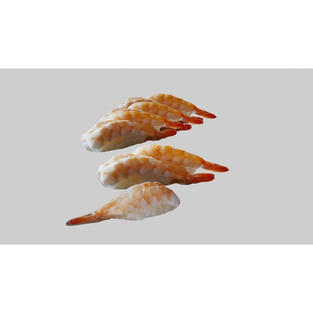 Sushi Delight 3D Model – Low Poly PBR Shrimp Nigiri, FBX - View 7