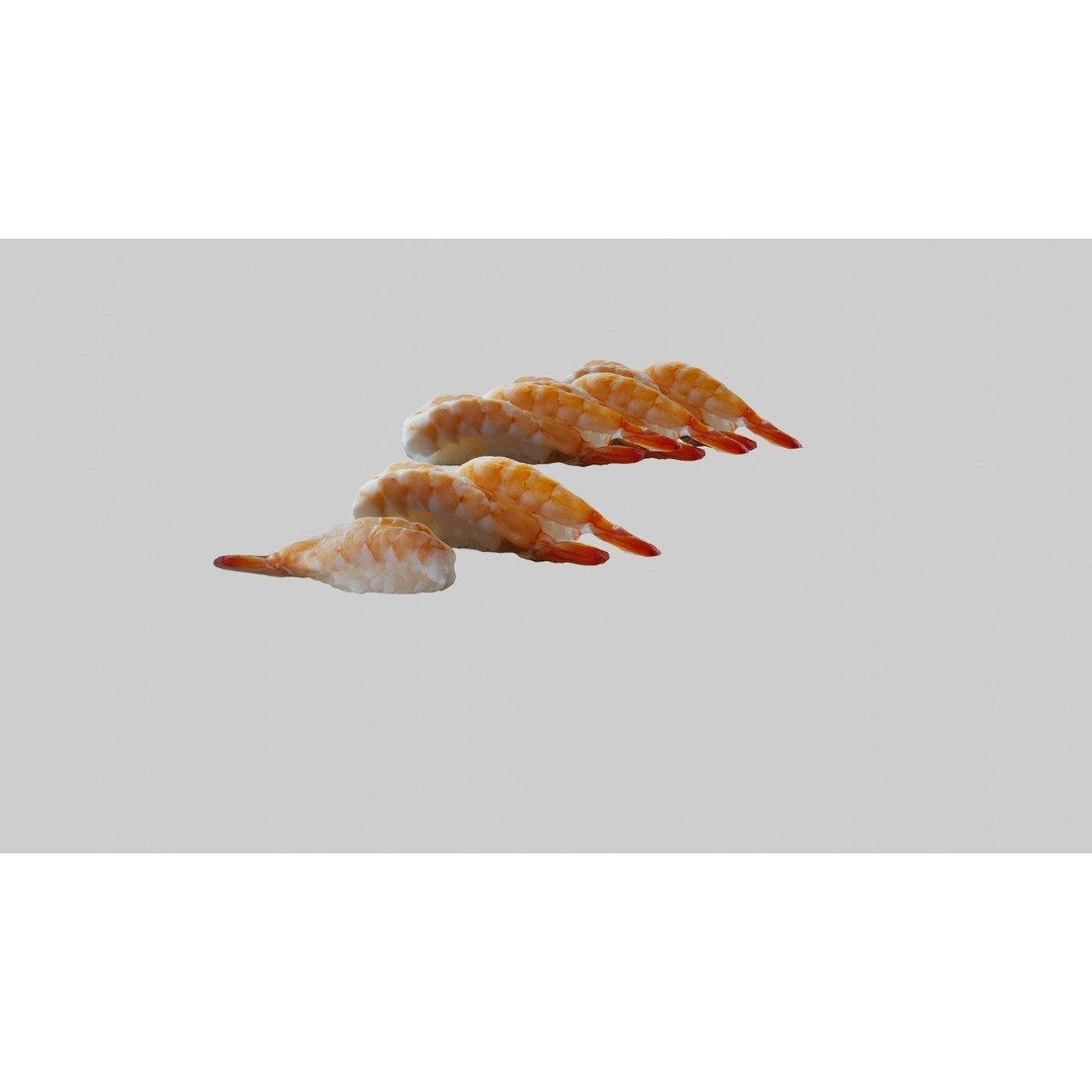 Sushi Delight 3D Model – Low Poly PBR Shrimp Nigiri, FBX - View 8