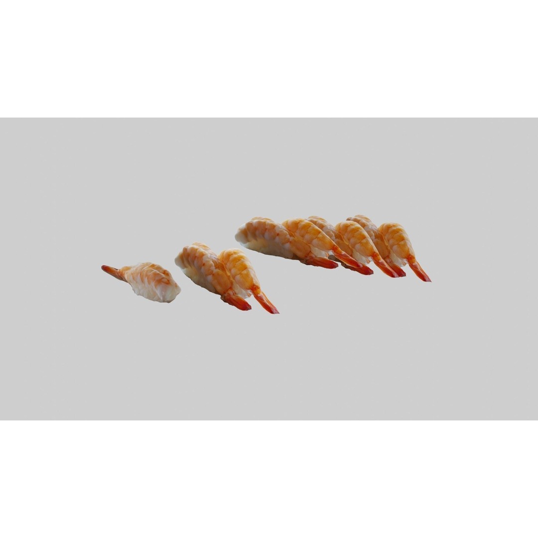 Sushi Delight 3D Model – Low Poly PBR Shrimp Nigiri, FBX - View 9