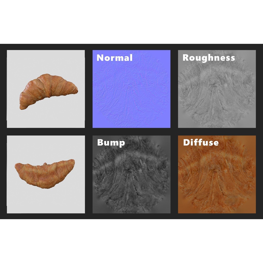 Croissant 3D Model – Low Poly Photoscan Asset, FBX & OBJ