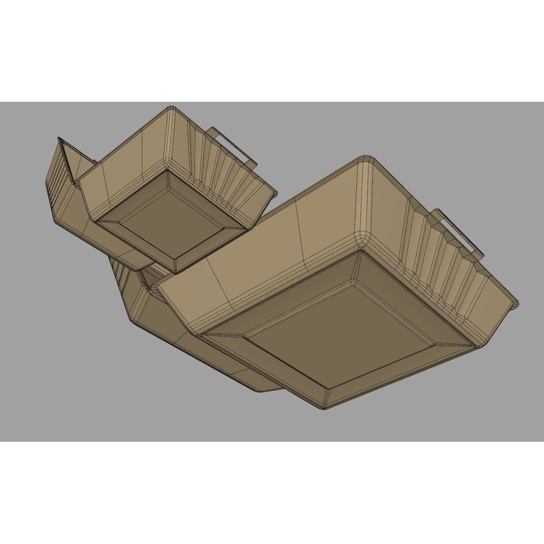 Biodegradable Food Containers 3D Model – Cardboard Box, PBR Textures, FBX