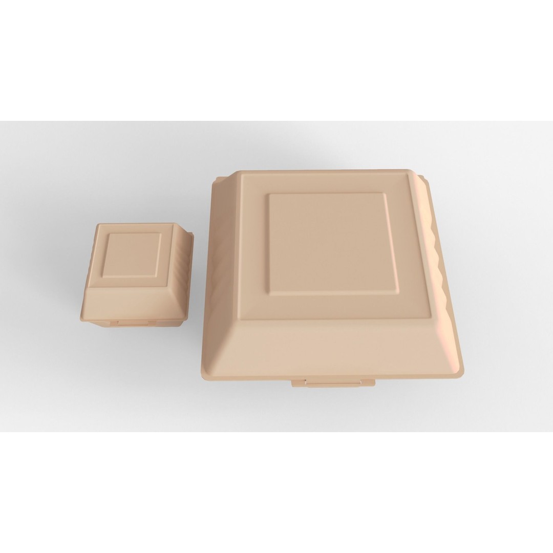Biodegradable Food Containers 3D Model – Cardboard Box, PBR Textures, FBX - View 10