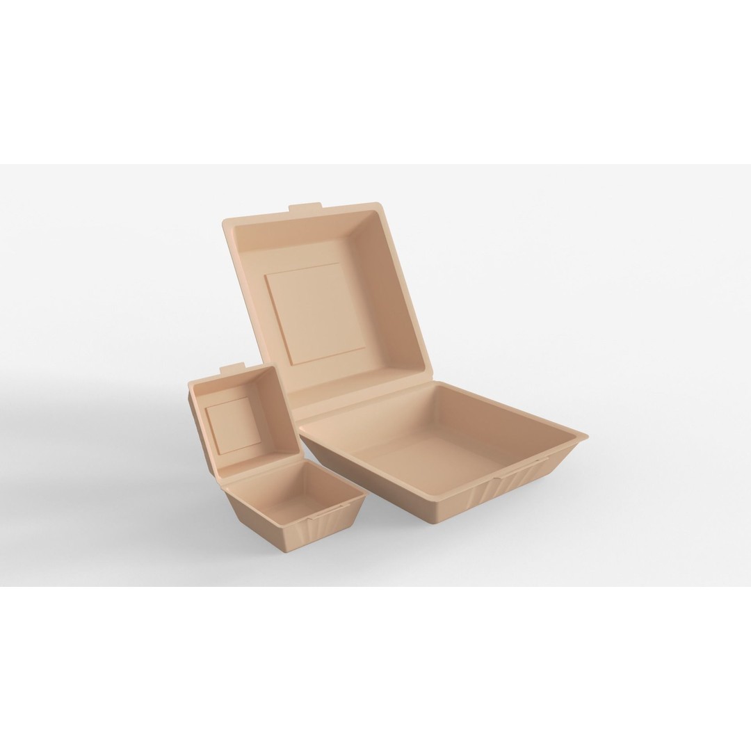 Biodegradable Food Containers 3D Model – Cardboard Box, PBR Textures, FBX - View 14