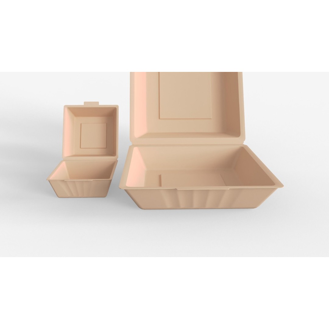 Biodegradable Food Containers 3D Model – Cardboard Box, PBR Textures, FBX - View 15