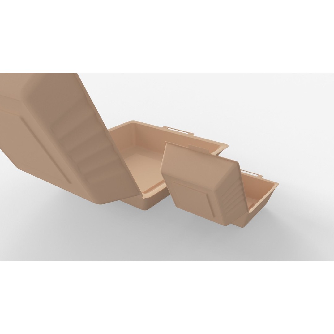 Biodegradable Food Containers 3D Model – Cardboard Box, PBR Textures, FBX - View 18